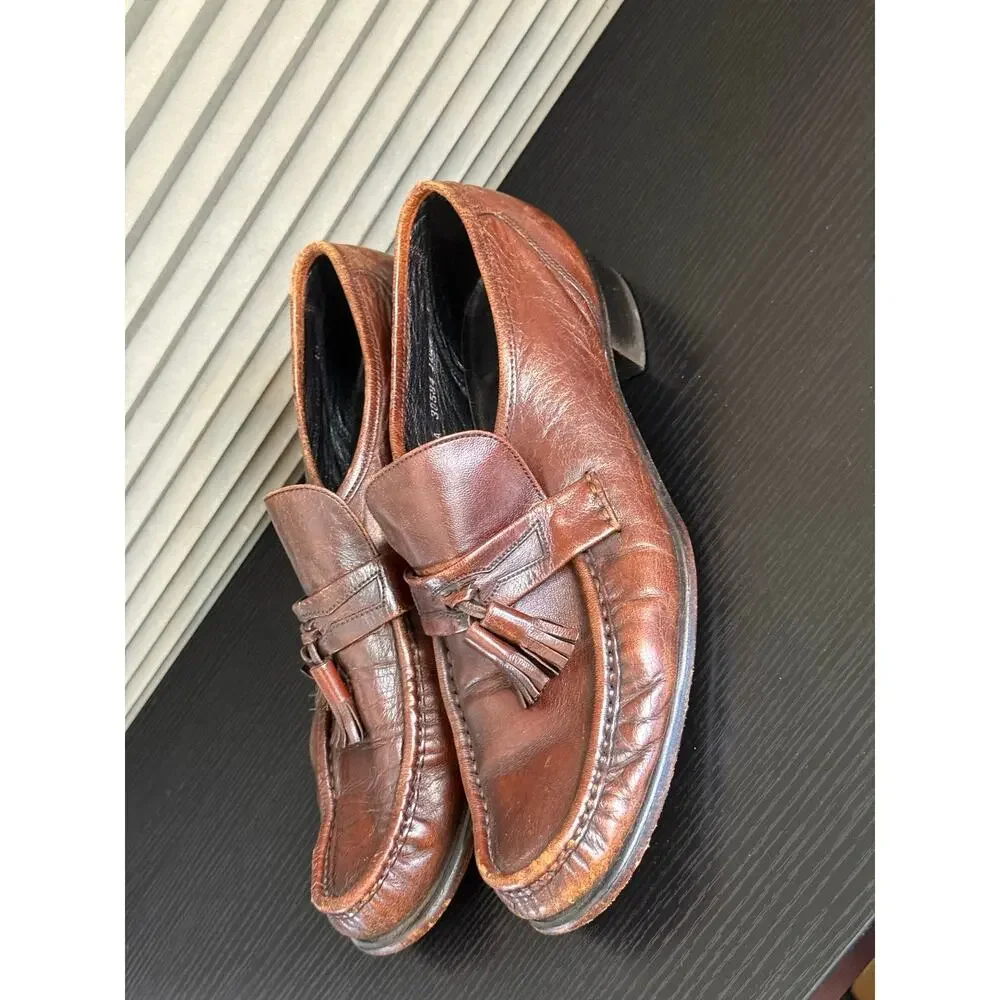 Florsheim Brown Leather Kiltie Tassel Loafers Men’s US 10.5 A Vintage Moc Toe